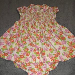 Laura Ashley Smocked Floral Dress with Diaper Cover 6m